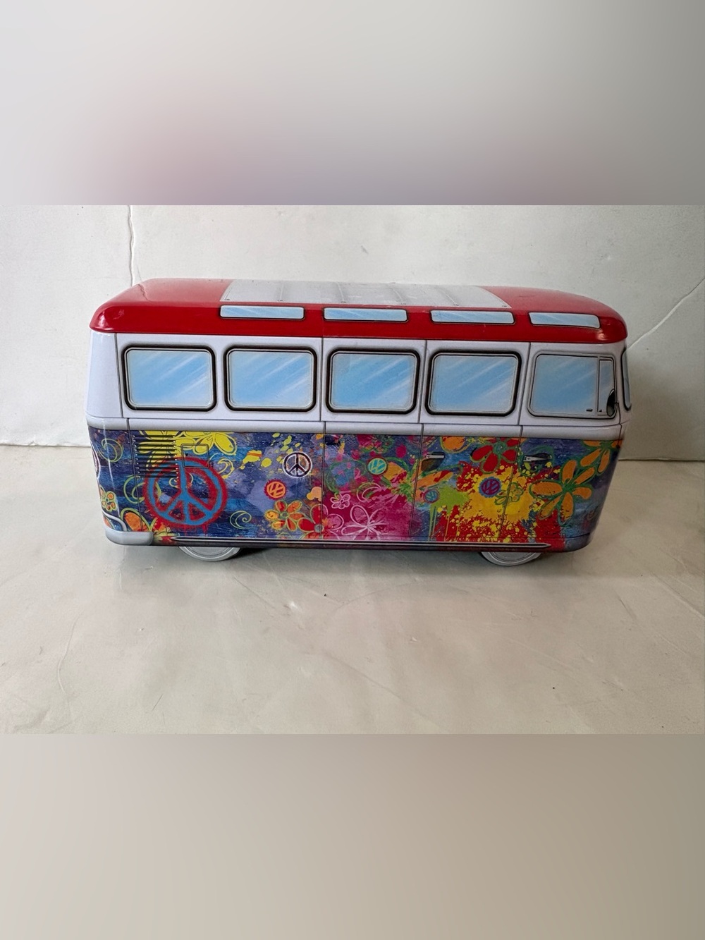 Eurographics Volkswagen VW  Flower Power Bus Tin Bus w Puzzle OF16